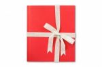 Red Gift Box With Ribbon Stock Photo