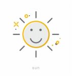 Thin Line Icons, Sun Stock Photo