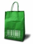 Front Green Paper Bag Stock Photo