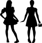 Silhouettes Of Teen Stock Photo