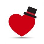  Love Heart With Black Top Hat Stock Photo