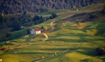 September Rural Scene In Mountains. Authentic Village And Fence Stock Photo