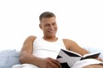 Male Reading Book Stock Photo