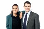 Smiling Business Couple Posing Together Stock Photo