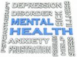 3d Image Mental Health Word Cloud Concept Stock Photo