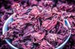 Dried Roselle On A Cup Stock Photo