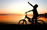 Boy On BMX Silhouette Background   Stock Photo