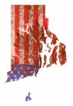 Flag Patterned Rhode State Map Stock Photo