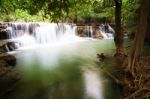 Huai Mae Khamin Waterfall. The Most Popular Places In Kanchanaburi Province, Thailand Stock Photo