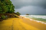 Beach Hut In A Storm Stock Photo