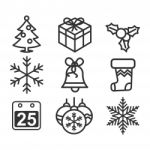 Christmas Icons, Thin Line Style - Iconic Design Stock Photo