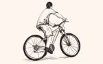 Sketch Of A Man And Bicycle, Free Hand Drawing Stock Photo