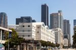 Skyscrapers In The Financial District Of Los Angeles Stock Photo