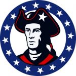 American Patriot Minuteman Stars Retro Stock Photo