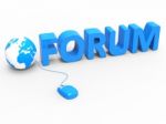 Forum Global Represents World Wide Web And Chat Stock Photo