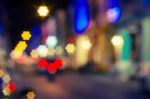 Bokeh City Light And Star Shape Stock Photo