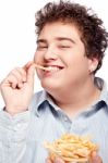 Chubby Man And Food Stock Photo