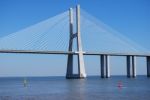 Vasco Da Gama Bridge Over River Tagus In Lisbon Stock Photo