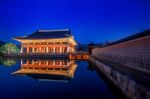 Gyeongbokgung Palace At Night In Seoul,korea Stock Photo