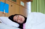 Asleep Patient On A Medical Bed Stock Photo