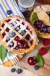 Decorated Homemade Shortcrust Pastry Berry Pies Stock Photo