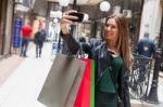 Beauty Teenager Taking A Selfie Stock Photo