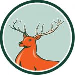 Red Stag Deer Side Circle Cartoon Stock Photo