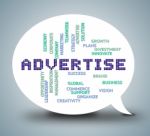 Advertise Bubble Shows Dialog Promotion And Advertising Stock Photo