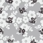 Seamless Black And White Color Of Cute Flower Pattern Stock Photo