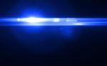 Anamorphic Blue Lens Flare Isolated On Black Background For Overlay Design Or Screen Blending Mode Stock Photo