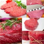 Different Raw Beef Cuts Collage Stock Photo