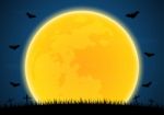 Halloween Graveyard Bat Moon Stock Photo