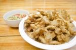 Fried Sajor-caju Mushroom With Spicy Sauce , Thai Style Food Stock Photo