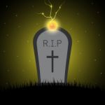 Halloween Gravestone Graveyard Thunderbolt Background Stock Photo