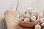 Garlic On Table Stock Photo