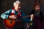 Busking In East Grinstead Stock Photo