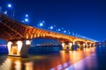 Seongsu Bridge At Night In Seoul,korea Stock Photo