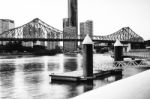 Story Bridge In Brisbane. Black And White Stock Photo