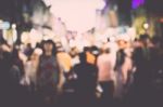 Festival Event With Blurred People Background Stock Photo