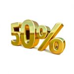 3d Gold 50 Percent Sign Stock Photo