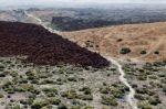 Inhospitable Landscape Of The Mount Teide Caldera Stock Photo