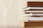 Old Books On Wooden Stock Photo