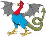 Basilisk Bat Wing Crowing Cartoon Stock Photo