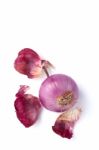 Shallots Still Life White Background Stock Photo