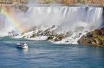 Beautiful Picture With Amazing Niagara Waterfall And A Ship Stock Photo