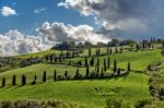 Farm In Val D'orcia Tuscany Stock Photo