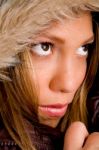 Young Woman Wearing Hood Stock Photo