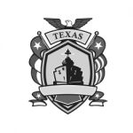 Texas Battleship Badge Grayscale Stock Photo