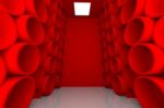 Abstract Sphere Red Room Shelves Stock Photo