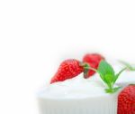 Organic Greek Yogurt And Strawberry Stock Photo